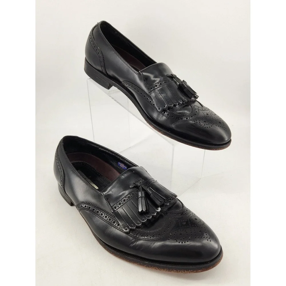 Florsheim Loafers Mens 11 Black Kiltie Tassel Wingtip‎ Brogue Leather 20533